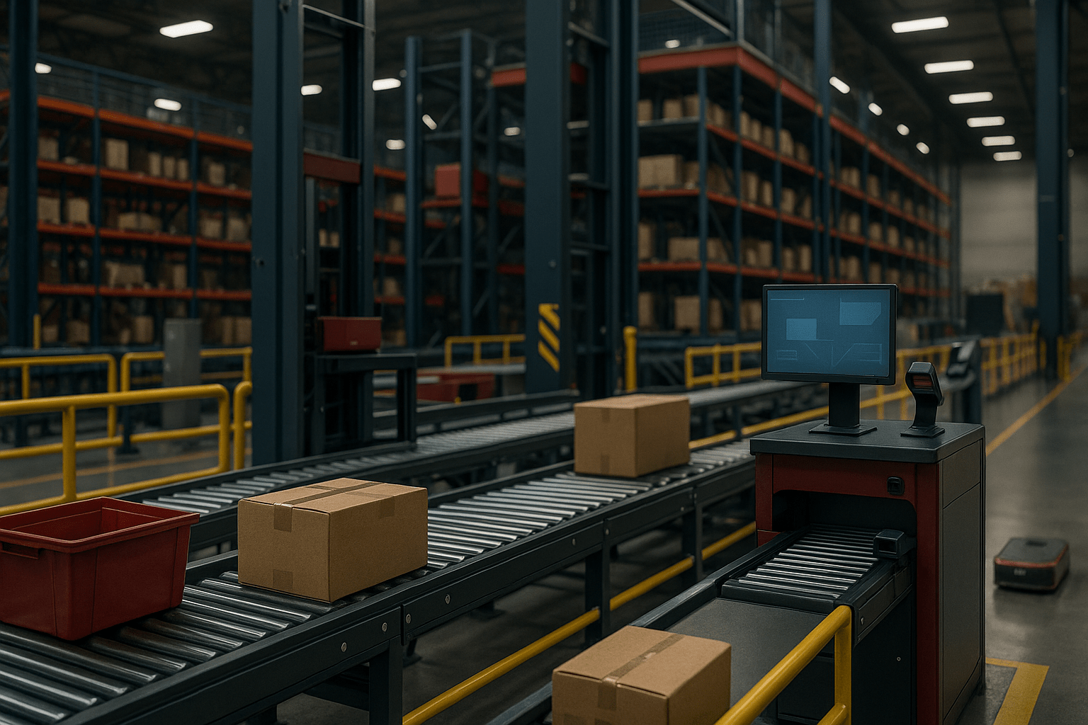 Modern e-commerce fulfillment center with automated systems and seamless online retail operations