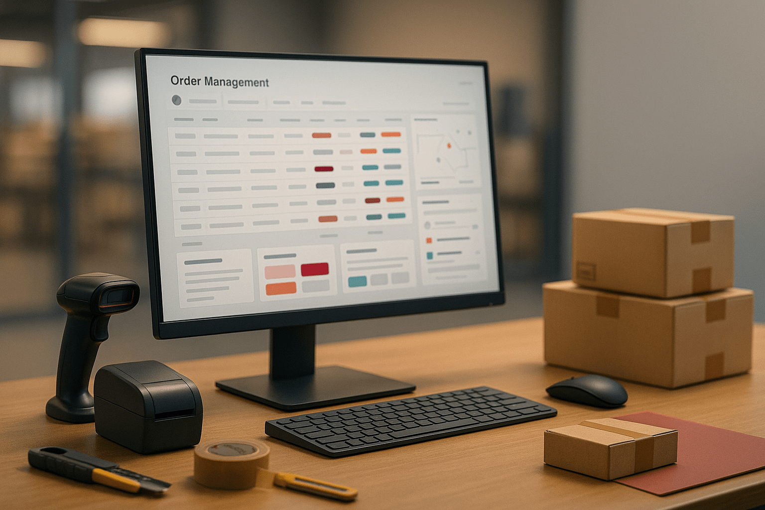 Automated order processing center with conveyor systems and digital displays